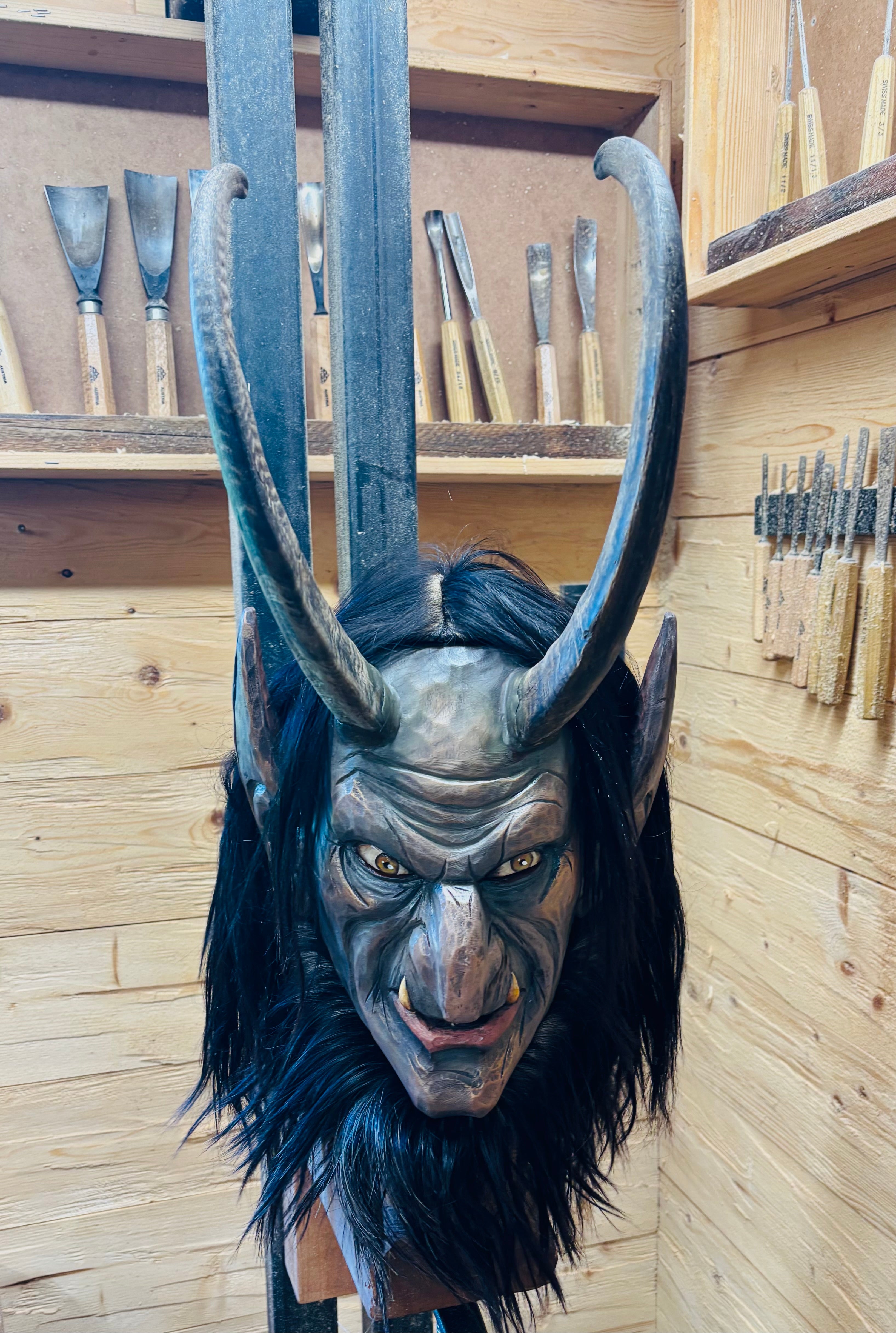 Krampusmaske braun-bronze