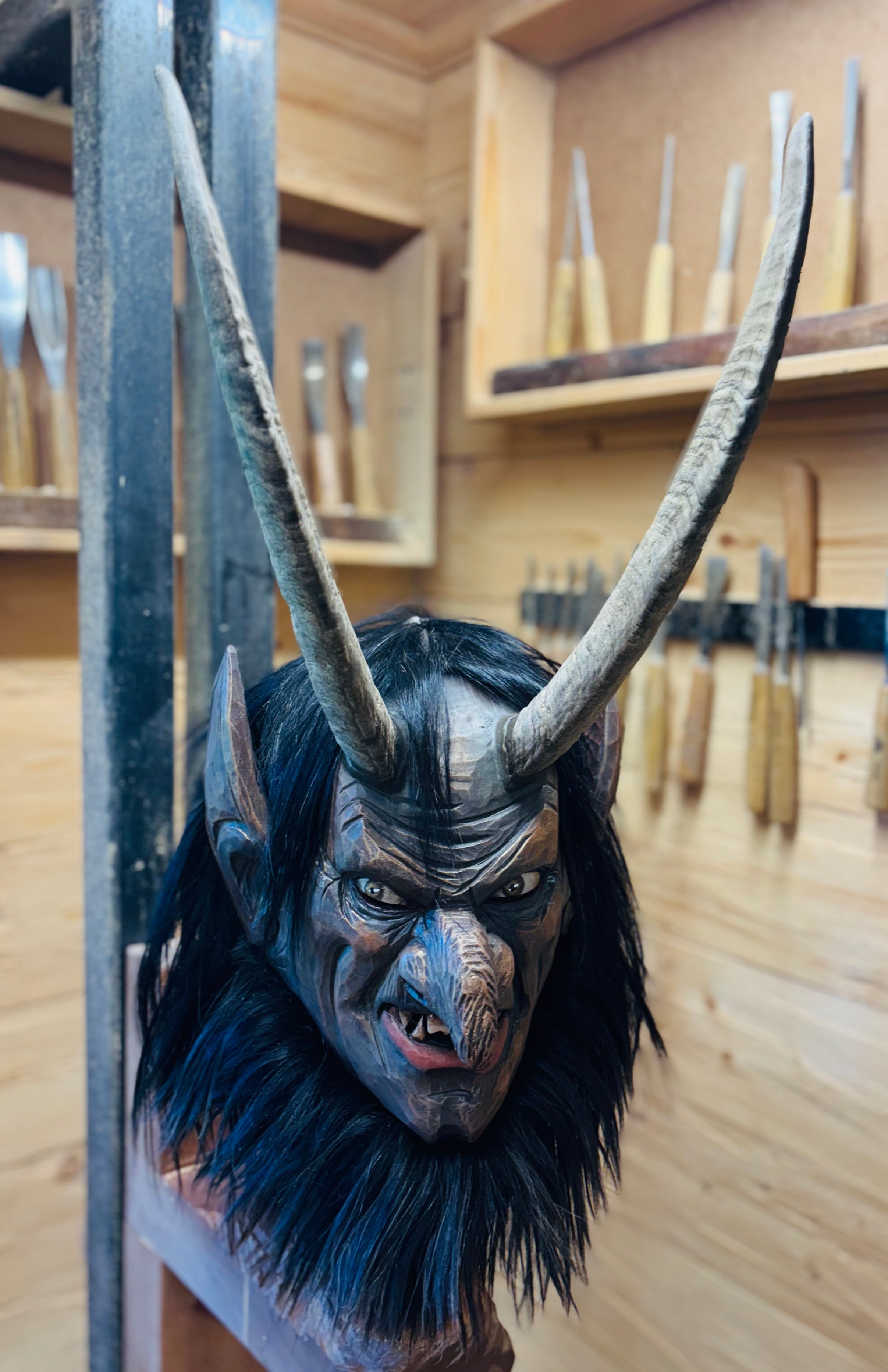 Krampusmaske braun-bronze