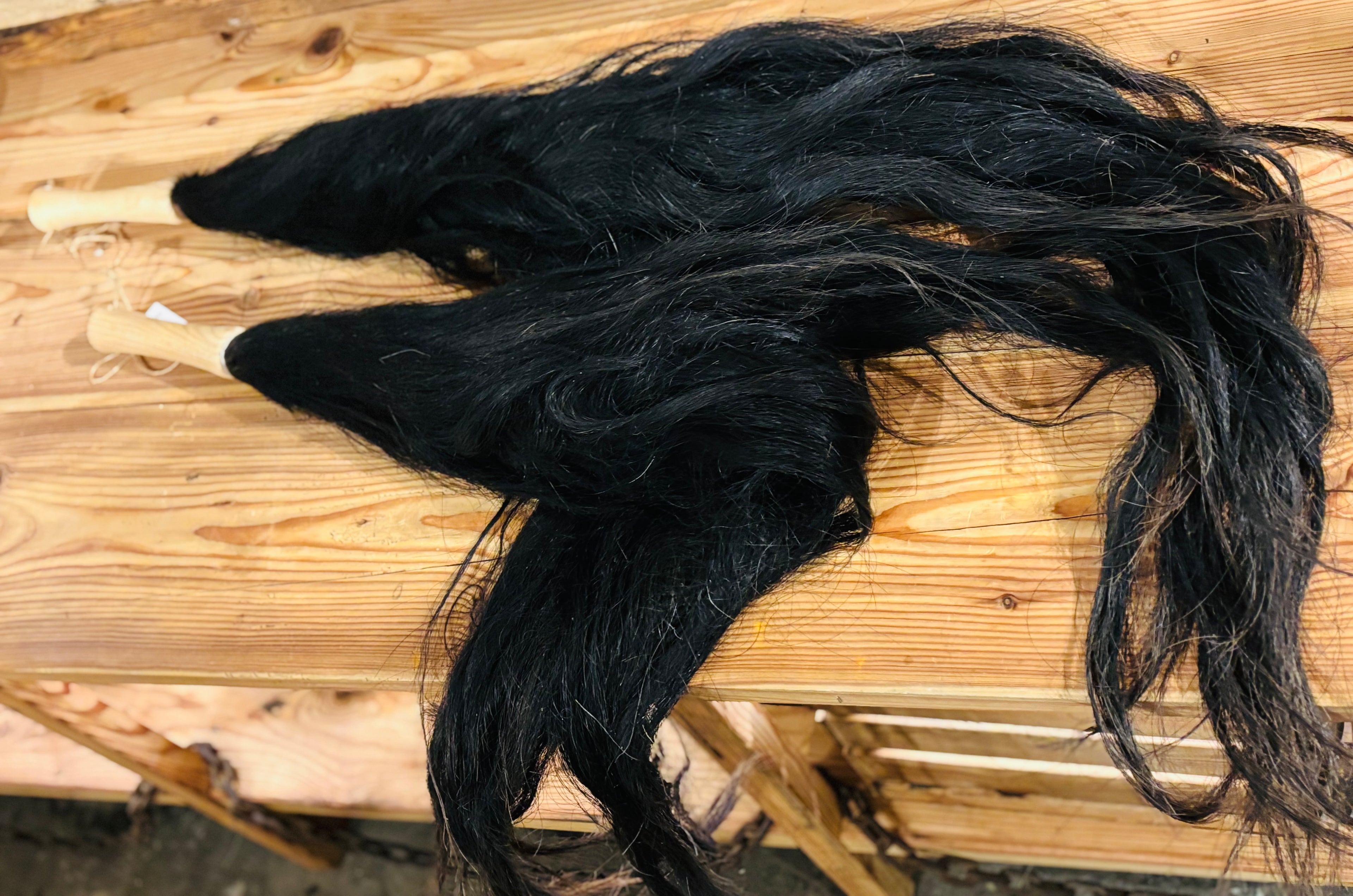 Pferdeschweif auf Holzgriff