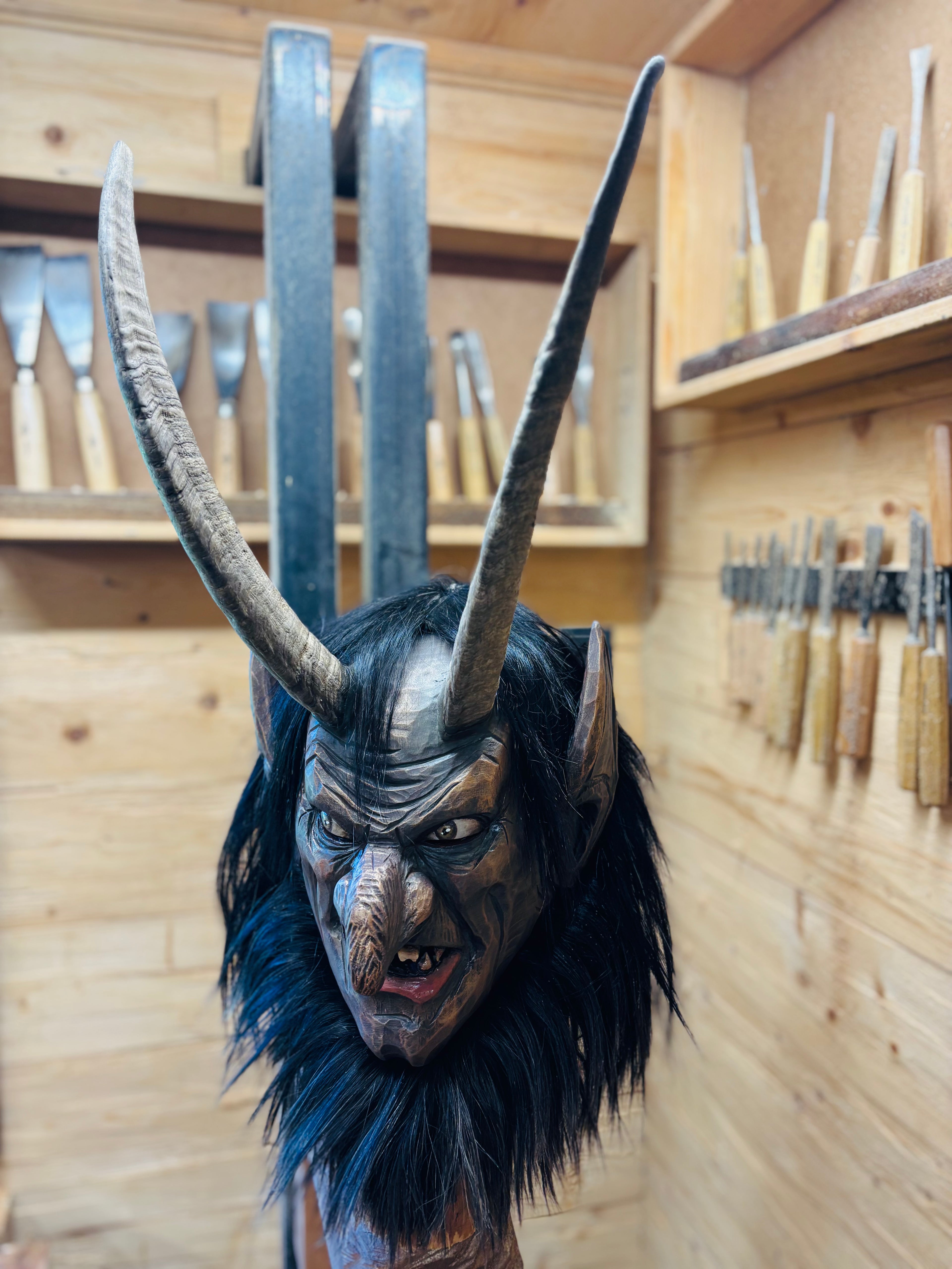 Krampusmaske braun-bronze