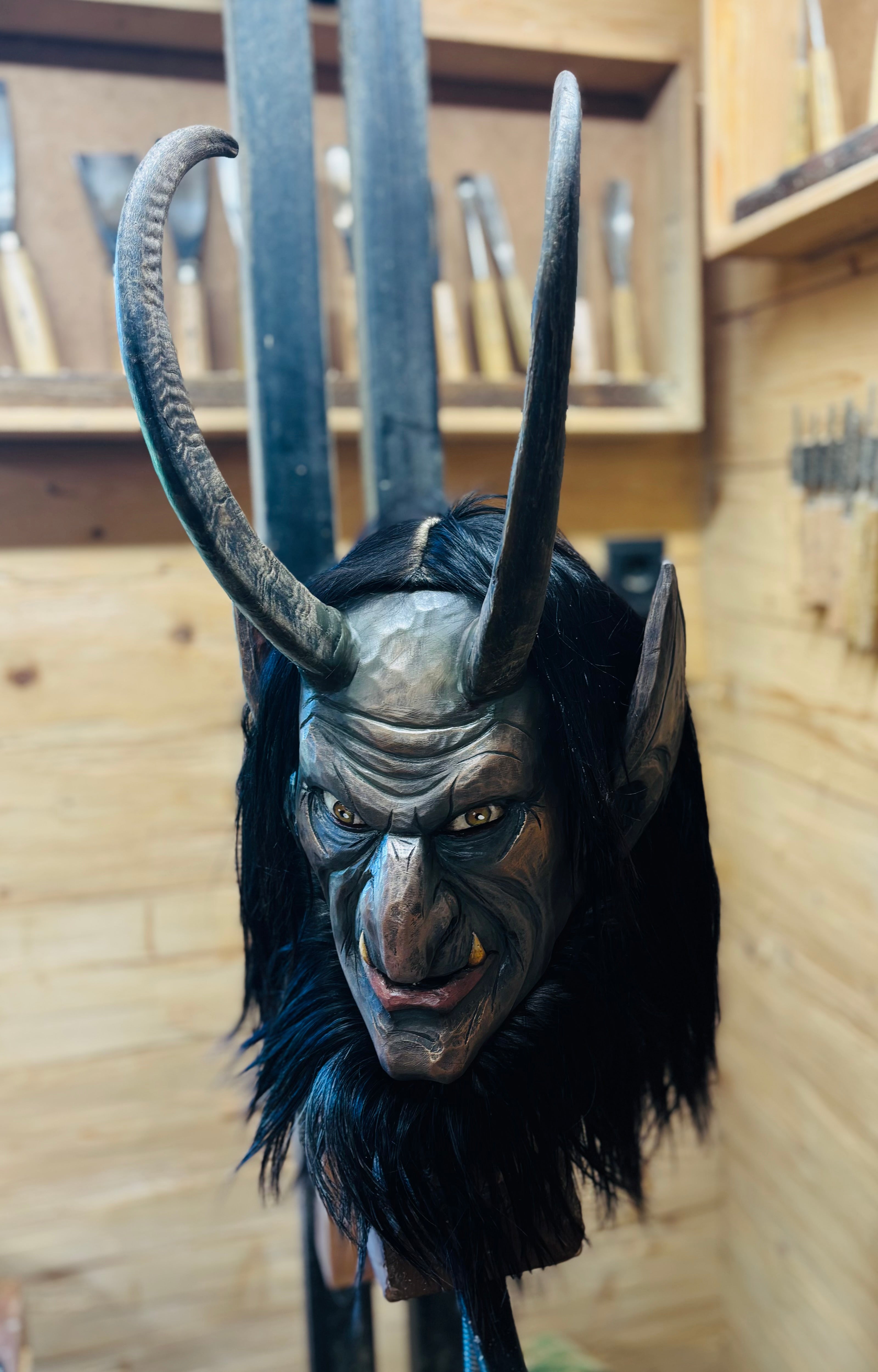 Krampusmaske braun-bronze