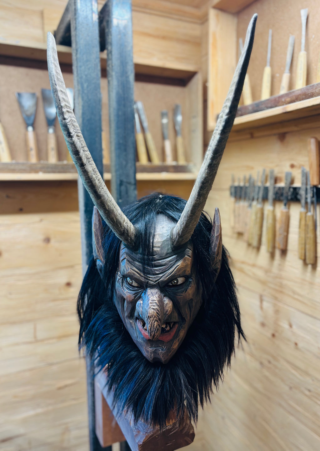 Krampusmaske braun-bronze