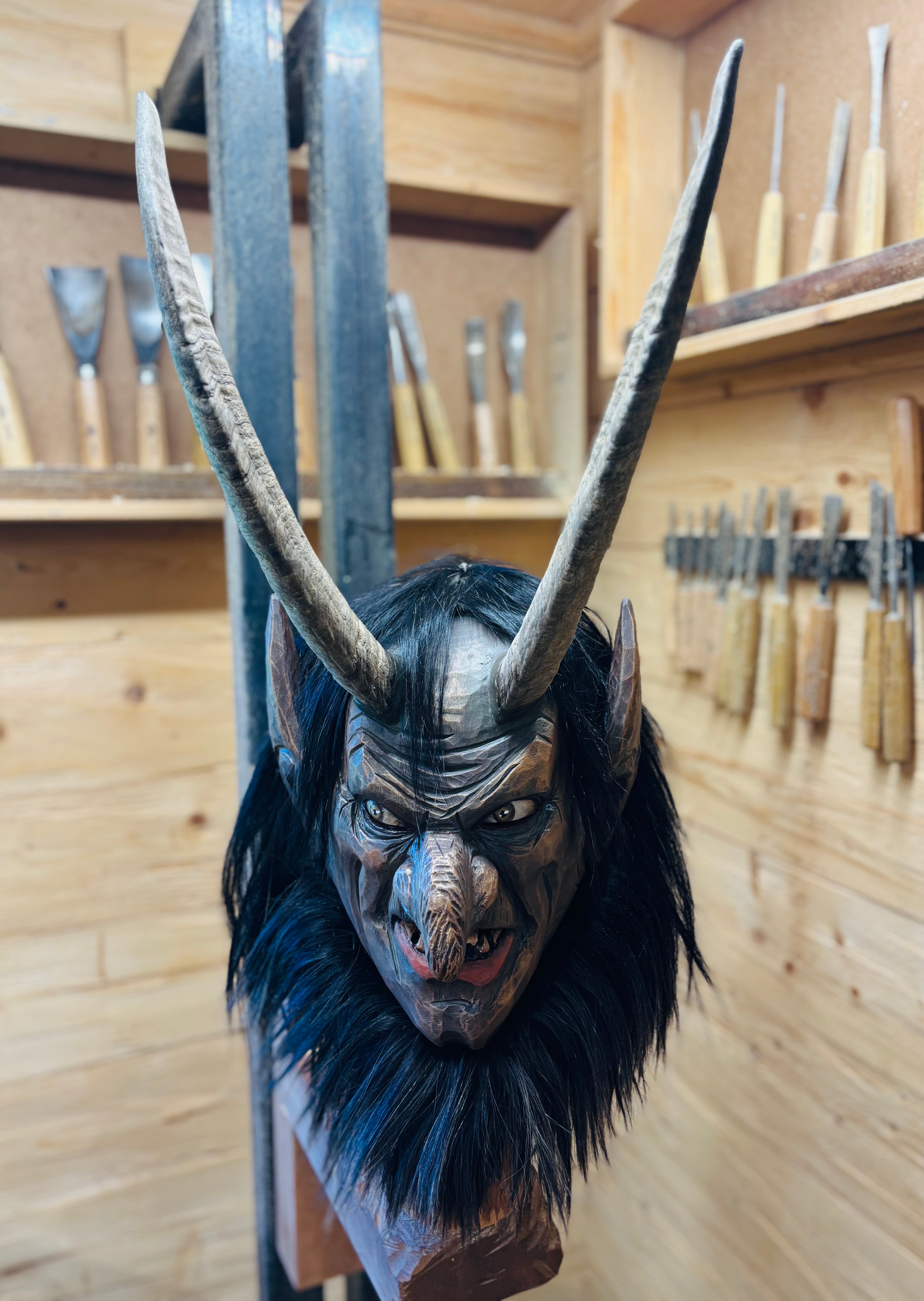 Krampusmaske braun-bronze