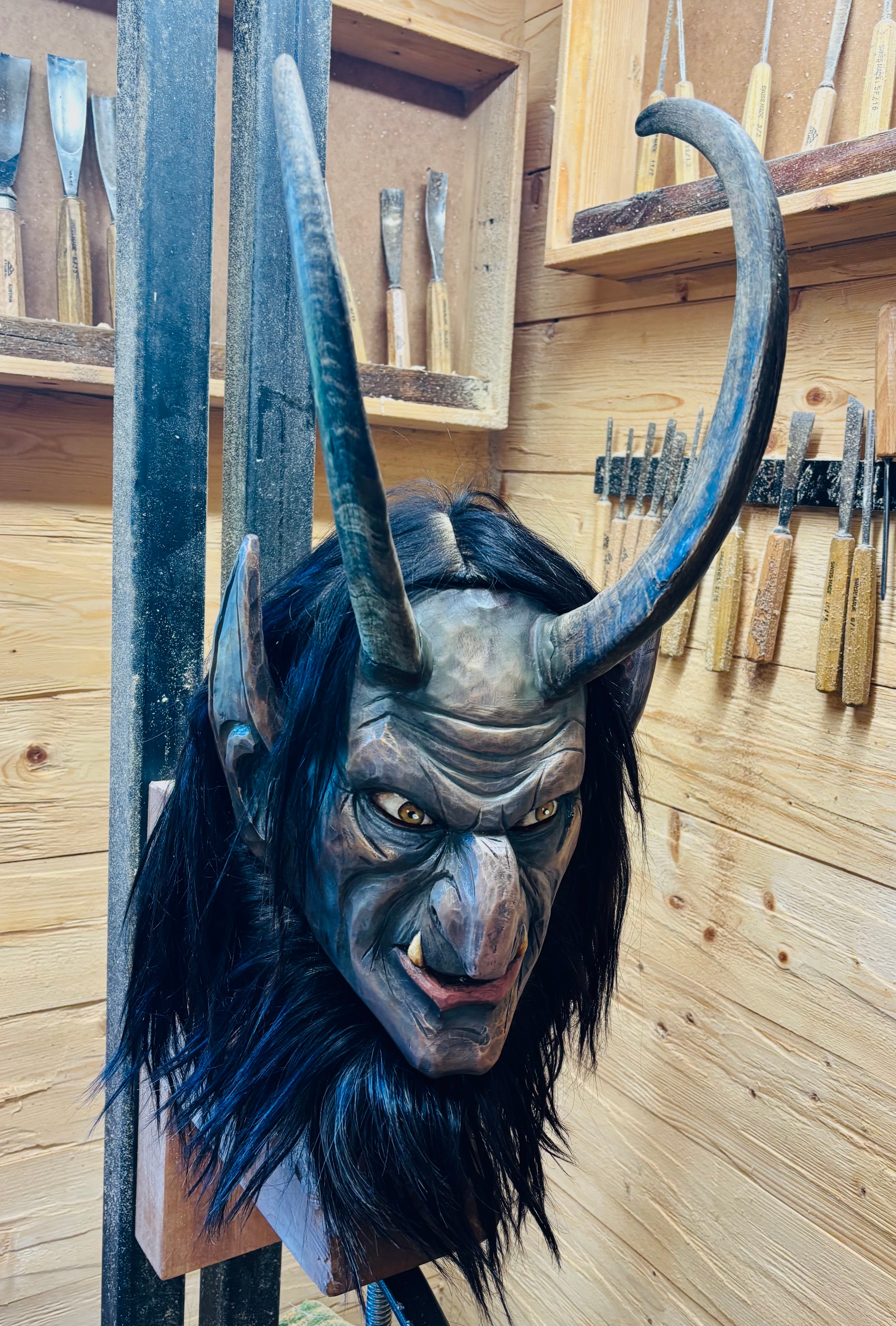Krampusmaske braun-bronze
