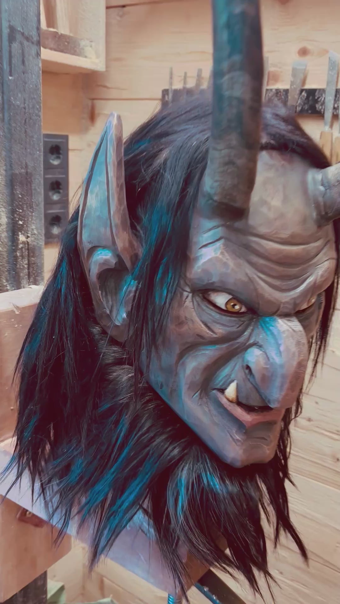 Krampusmaske braun-bronze