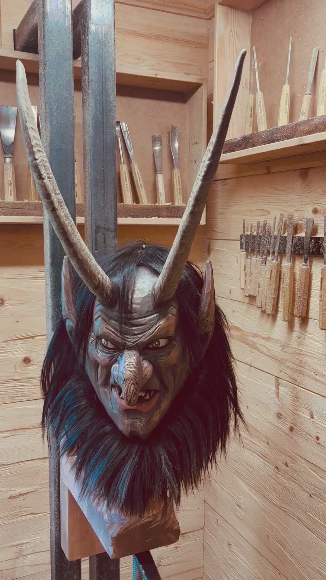 Krampusmaske braun-bronze